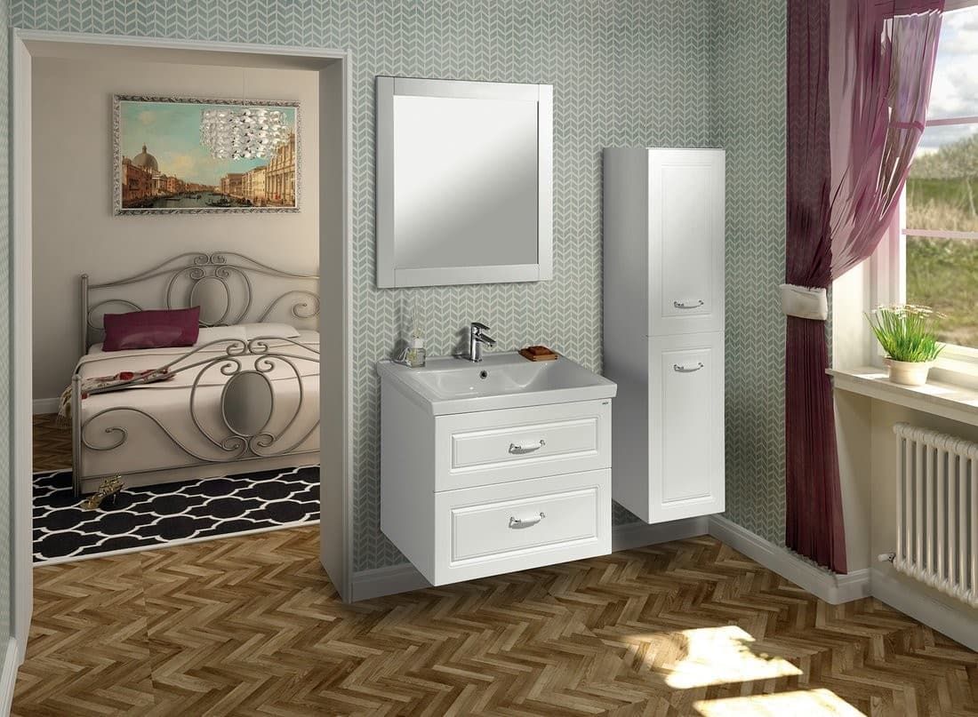 FAVOLO lustro w ramie 80x80 cm, biały mat