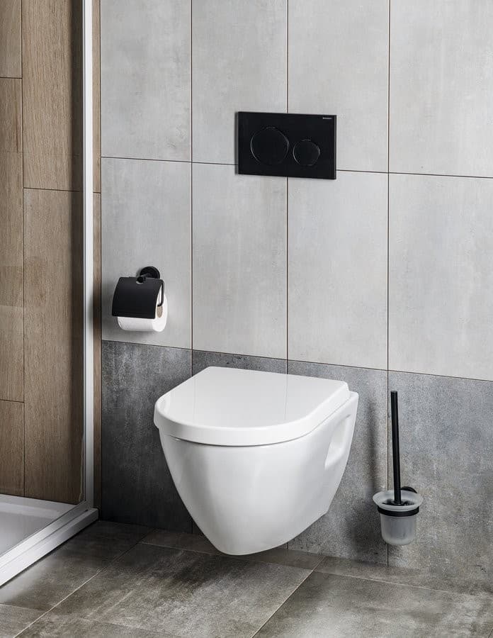 SAMBA szczotka do WC wisząca, szkło mleczne, czarny mat