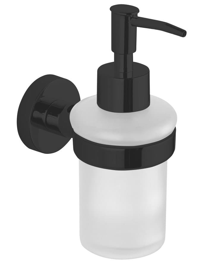 SAMBA dozownik mydła 150ml, szkło mleczne czarny mat