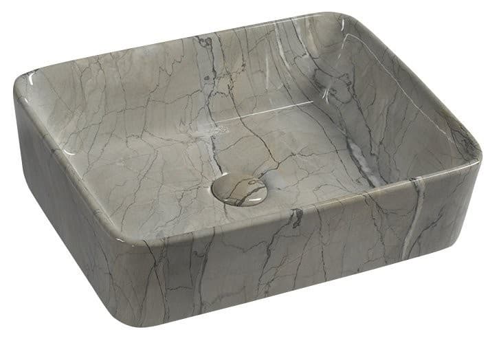 DALMA umywalka ceramiczna nablatowa 48x38 cm szary marmur