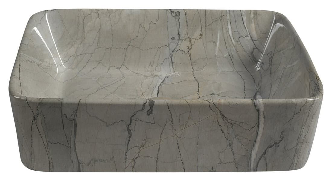 DALMA umywalka ceramiczna nablatowa 48x38 cm szary marmur