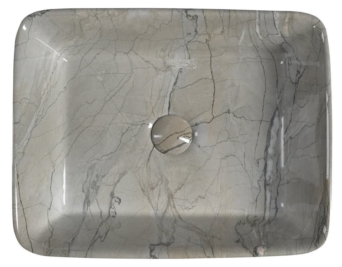 DALMA umywalka ceramiczna nablatowa 48x38 cm szary marmur