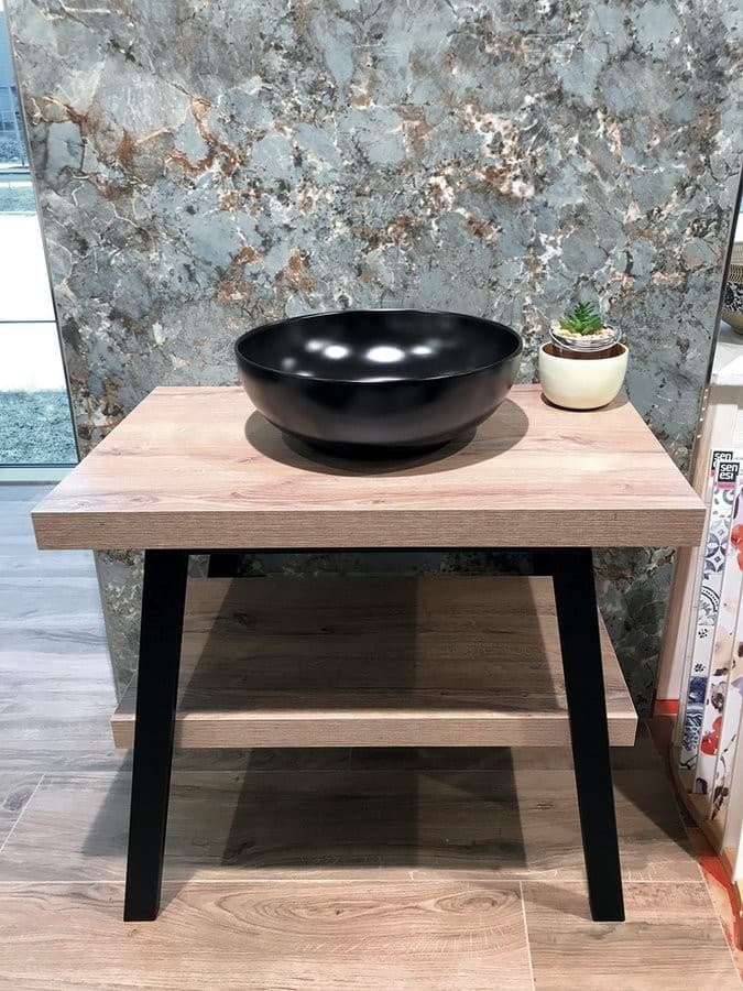 TWIGA konsola pod umywalkę 90x72x50 cm, czarny mat, dąb Rover