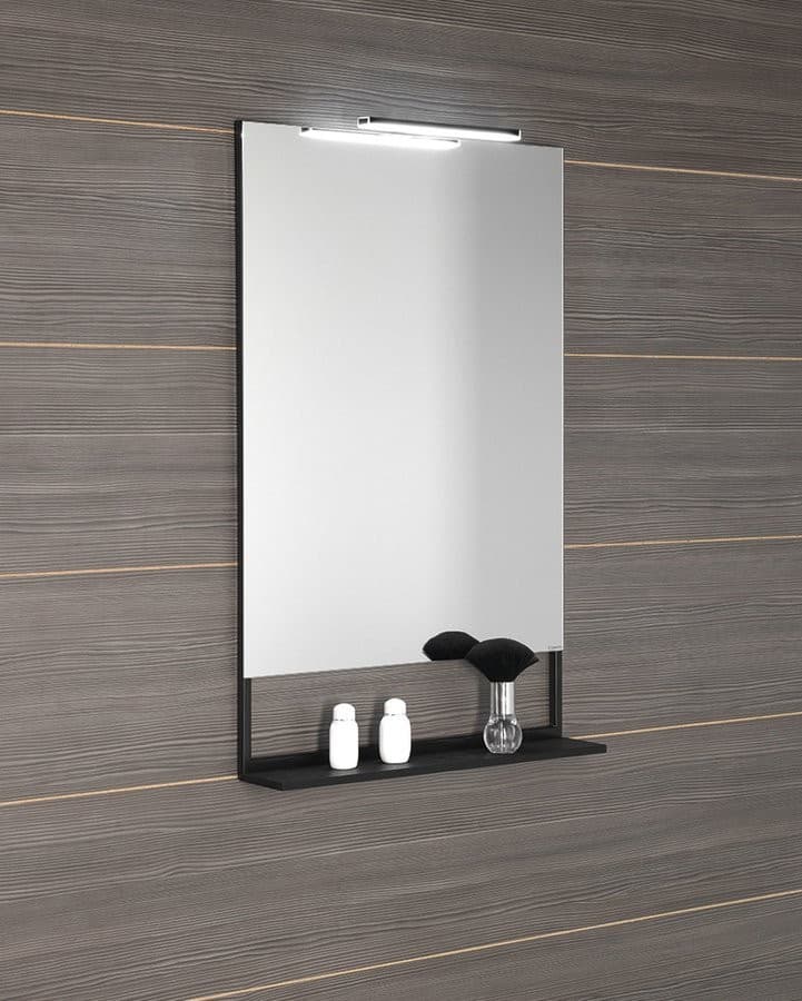 ERUPTA lustro LED z półką 60x95cm czarny mat