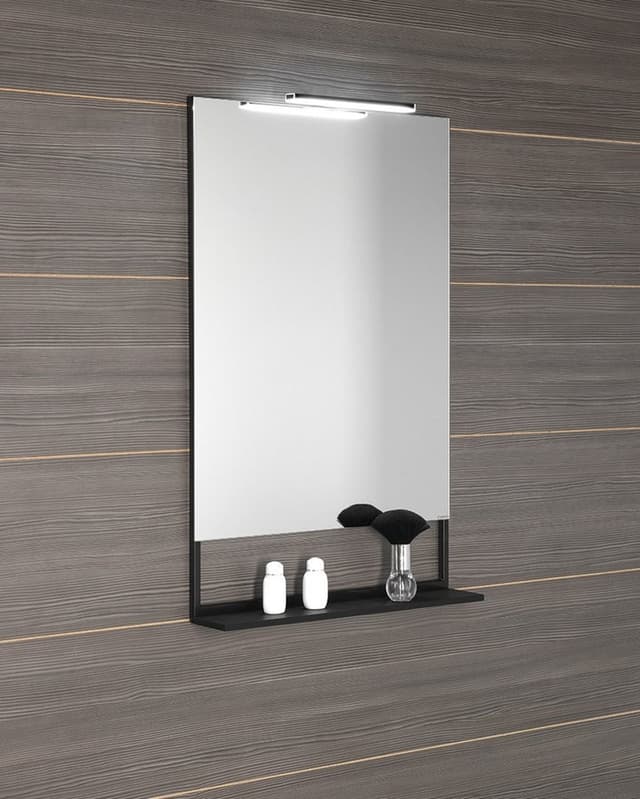 ERUPTA lustro LED z półką 60x95cm czarny mat