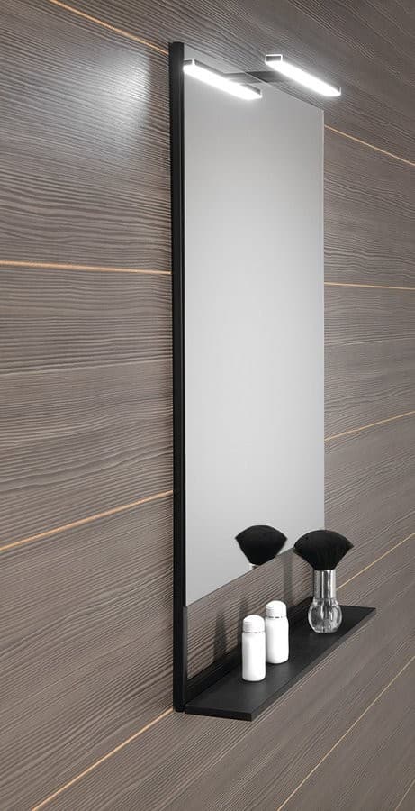 ERUPTA lustro LED z półką 60x95cm czarny mat