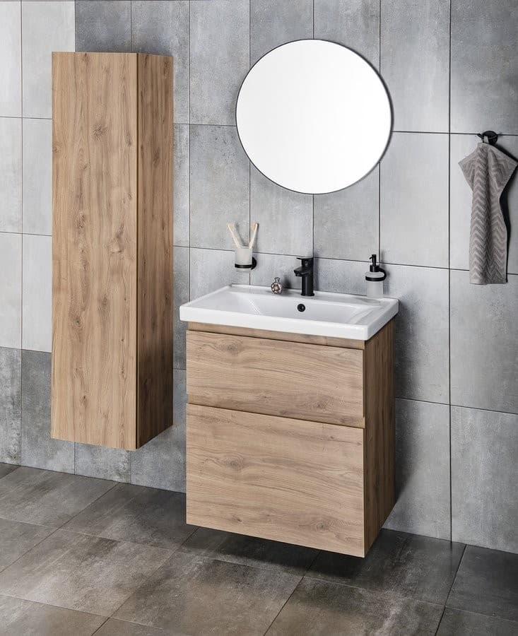 Okrągłe lustro w plastikowej ramie 60 cm, czarny mat