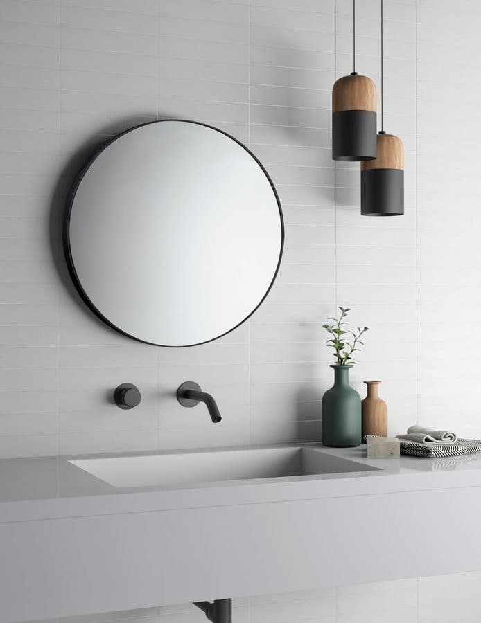 Okrągłe lustro w plastikowej ramie 60 cm, czarny mat
