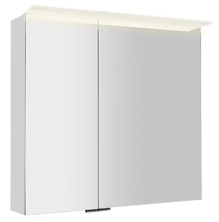 LINEX szafka z lustrem LED, 80x70x15cm, biały połysk