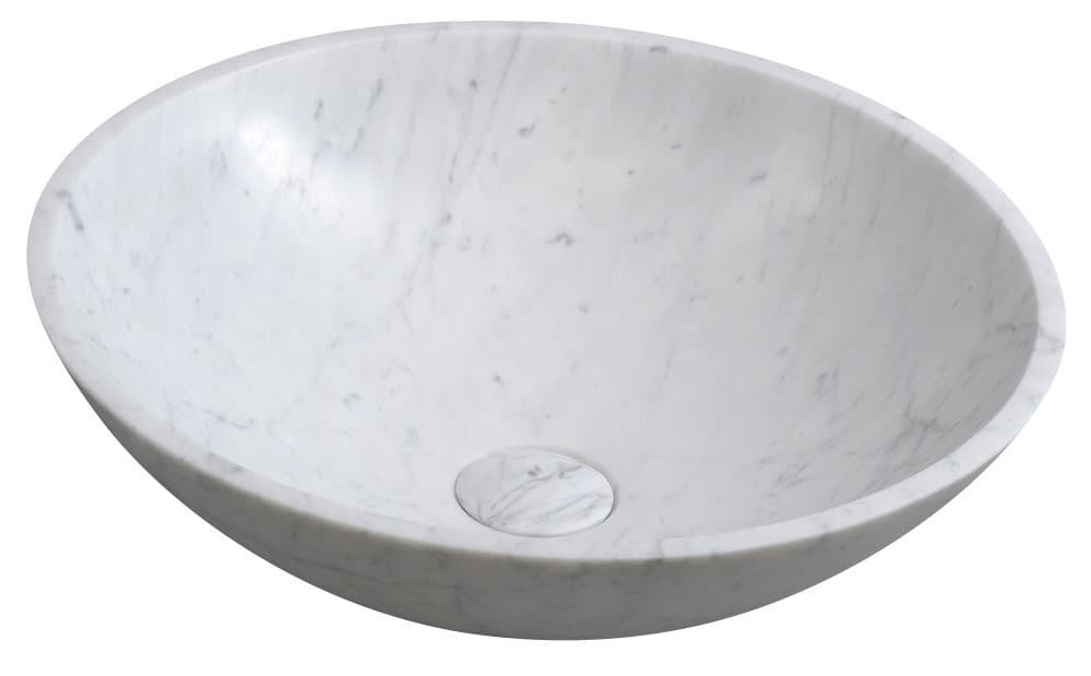 BLOK umywalka kamienna Ø 42 cm, biała carrara matowa