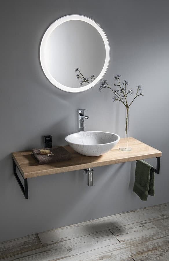 BLOK umywalka kamienna Ø 42 cm, biała carrara matowa