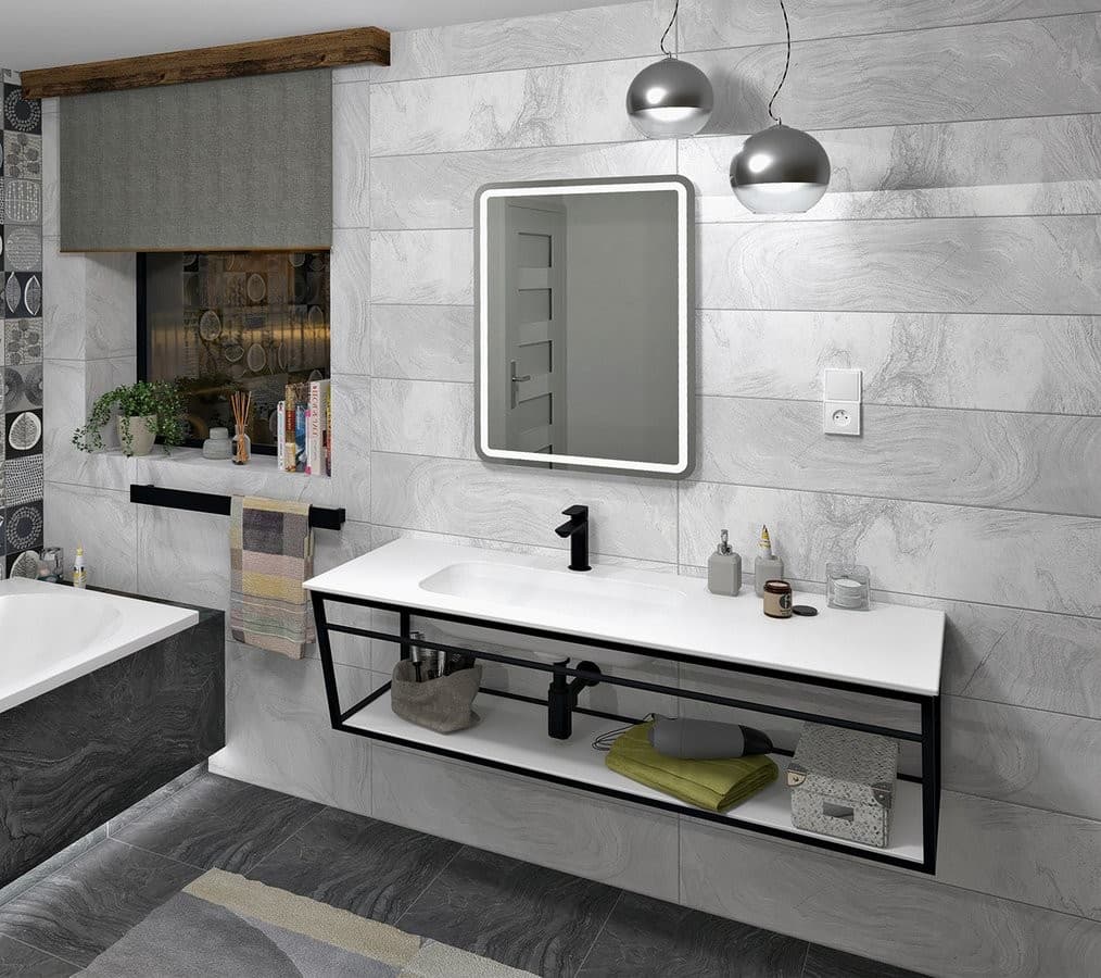 ARUBA umywalka lewa, 130x51,5 cm, Rockstone mat