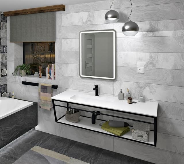 ARUBA umywalka lewa, 130x51,5 cm, Rockstone mat