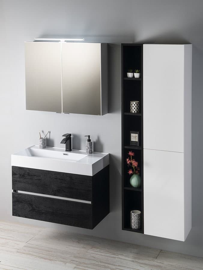 RIWA szafka lustrzana z oświetleniem LED 81x70 cm dąb srebrny