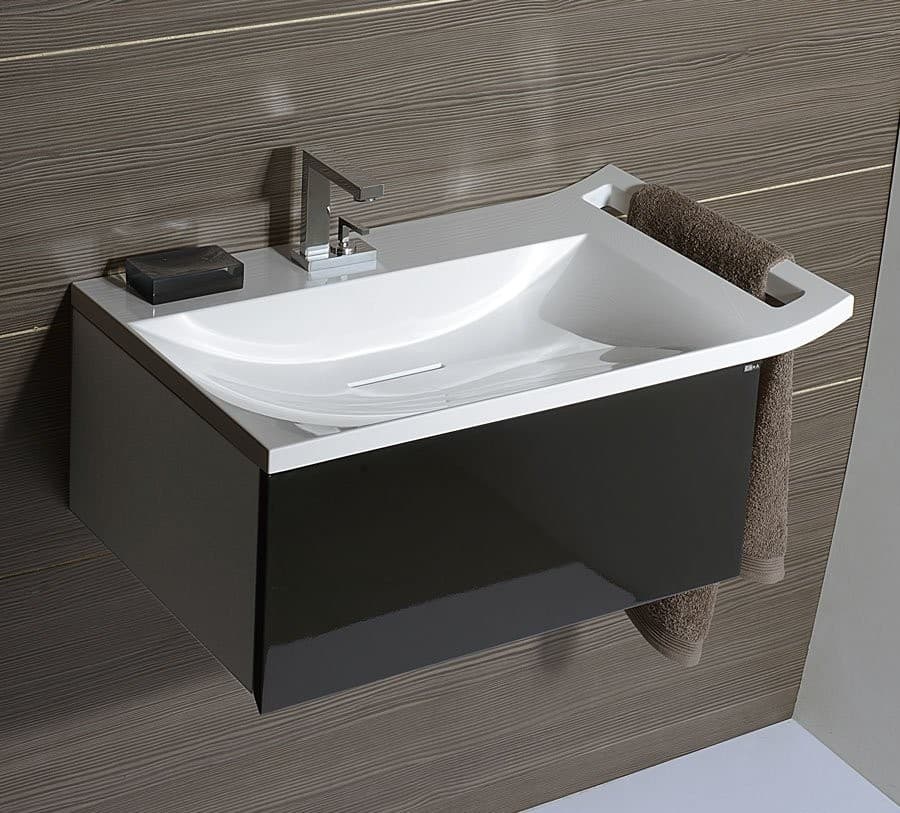 ZEUS szafka umywalkowa z syfonem 60x26x45cm czarna/titan alu