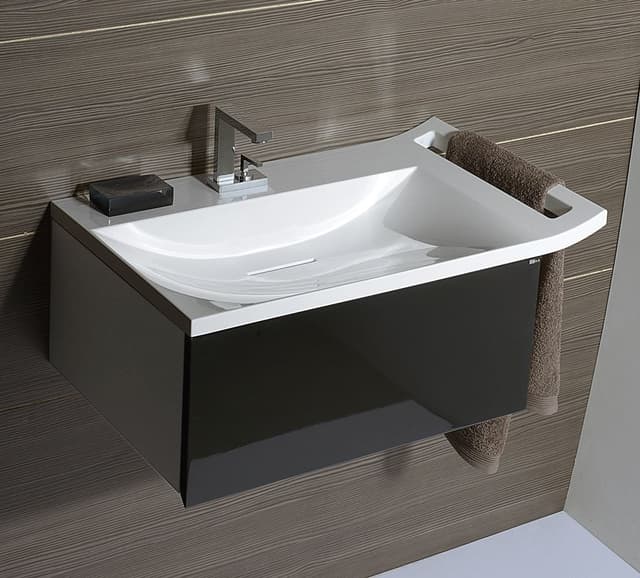 ZEUS szafka umywalkowa z syfonem 60x26x45cm czarna/titan alu