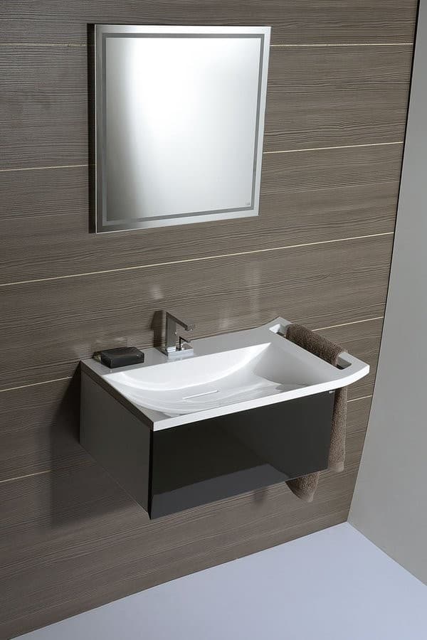 ZEUS szafka umywalkowa z syfonem 60x26x45cm czarna/titan alu