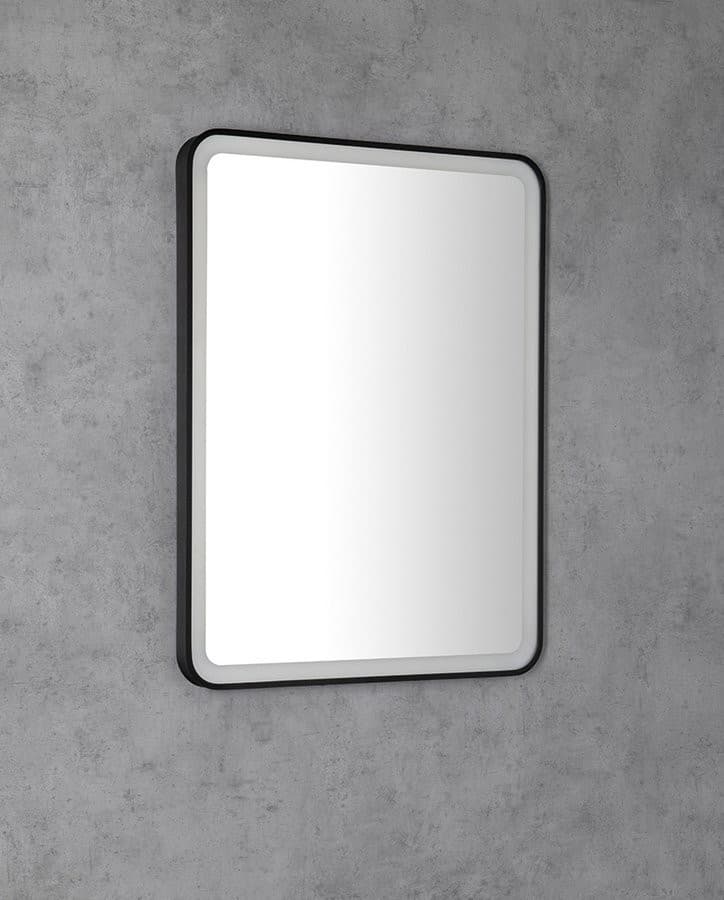 VENERO lustro LED 60x80 cm, czarne z neutralnym światłem