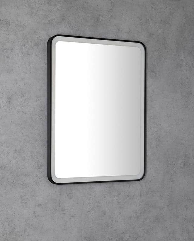 VENERO lustro LED 60x80 cm, czarne z neutralnym światłem