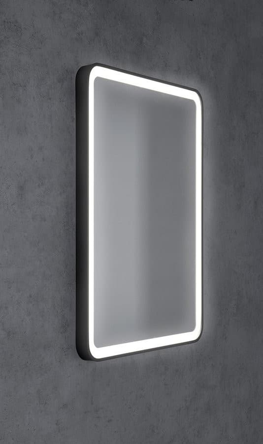 VENERO lustro LED 60x80 cm, czarne z neutralnym światłem