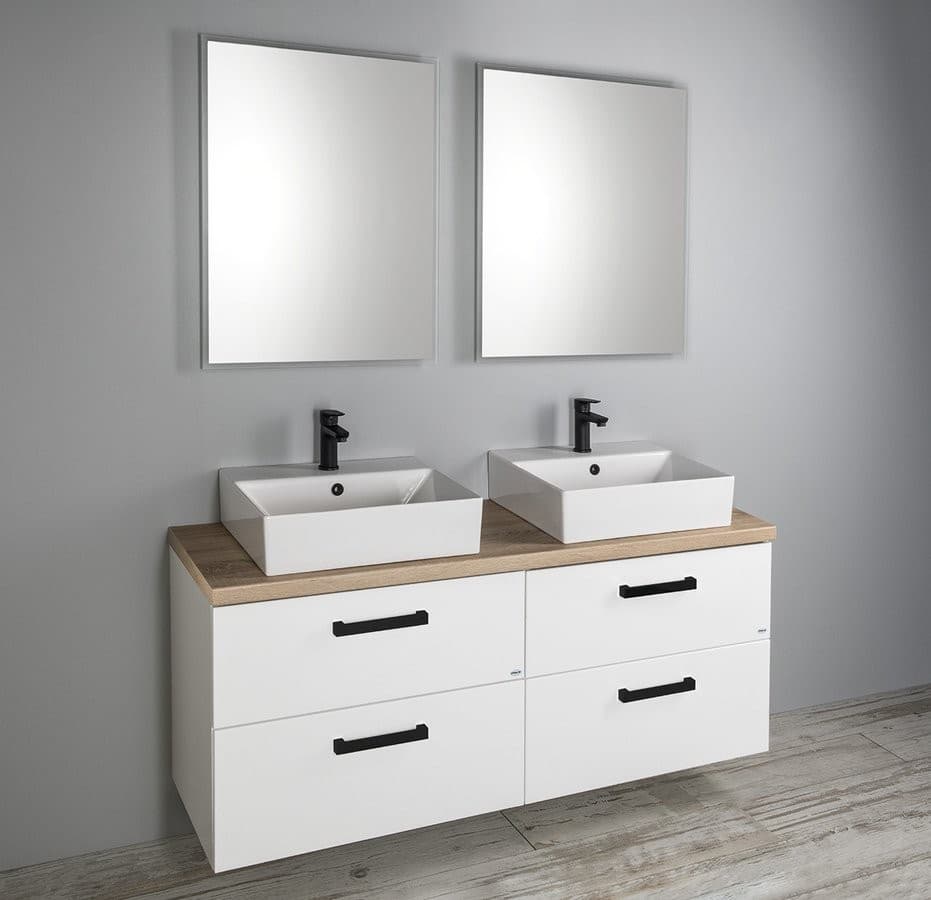VEGA zestaw łazienkowy 125 cm, biały/dąb platin