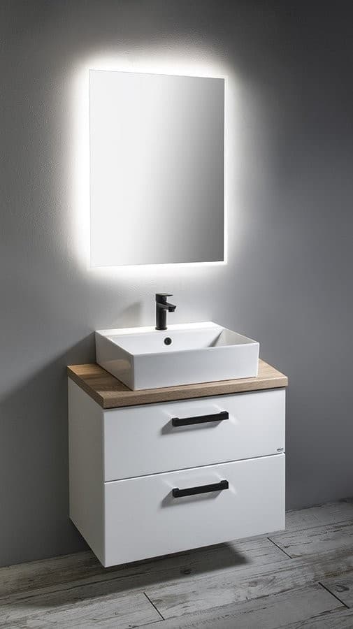 VEGA zestaw łazienkowy 72,5 cm, biały/dąb platynowy