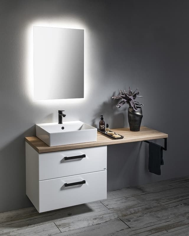 VEGA zestaw łazienkowy 145 cm, biały z dębem platynowym