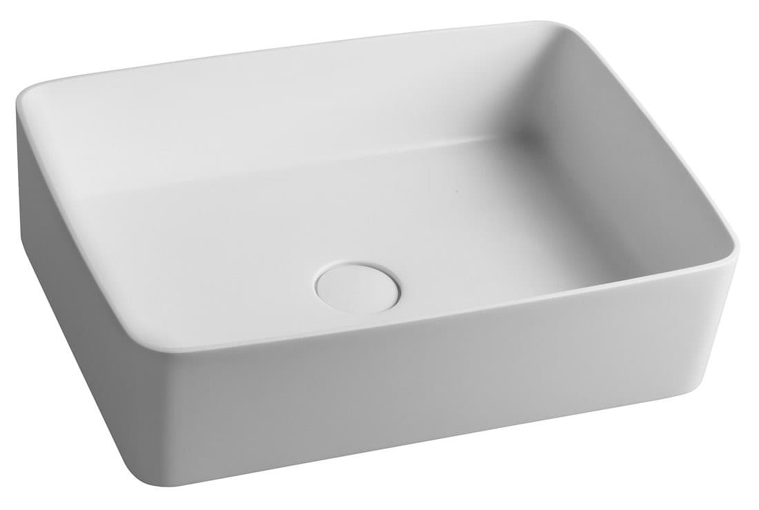 THIN umywalka nablatowa 50x37 cm, biały mat - Solid Surface