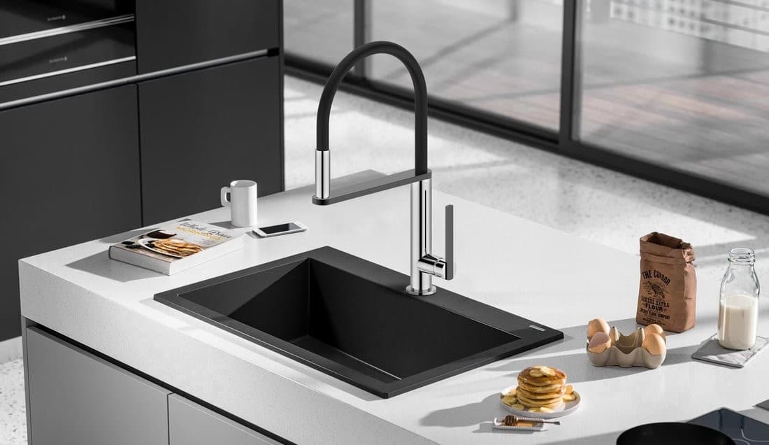 NIMOA bateria kuchenna z prysznicem chrom/gun metal