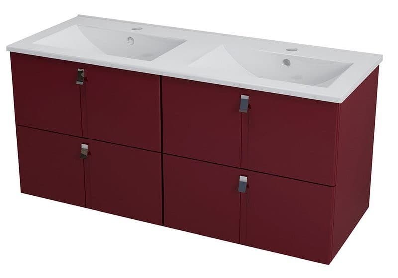 MITRA szafka pod umywalkę 150x55x46 cm z umywalką bordo