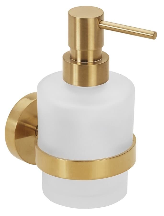 X-ROUND GOLD dozownik mydła 200ml, szkło mleczne