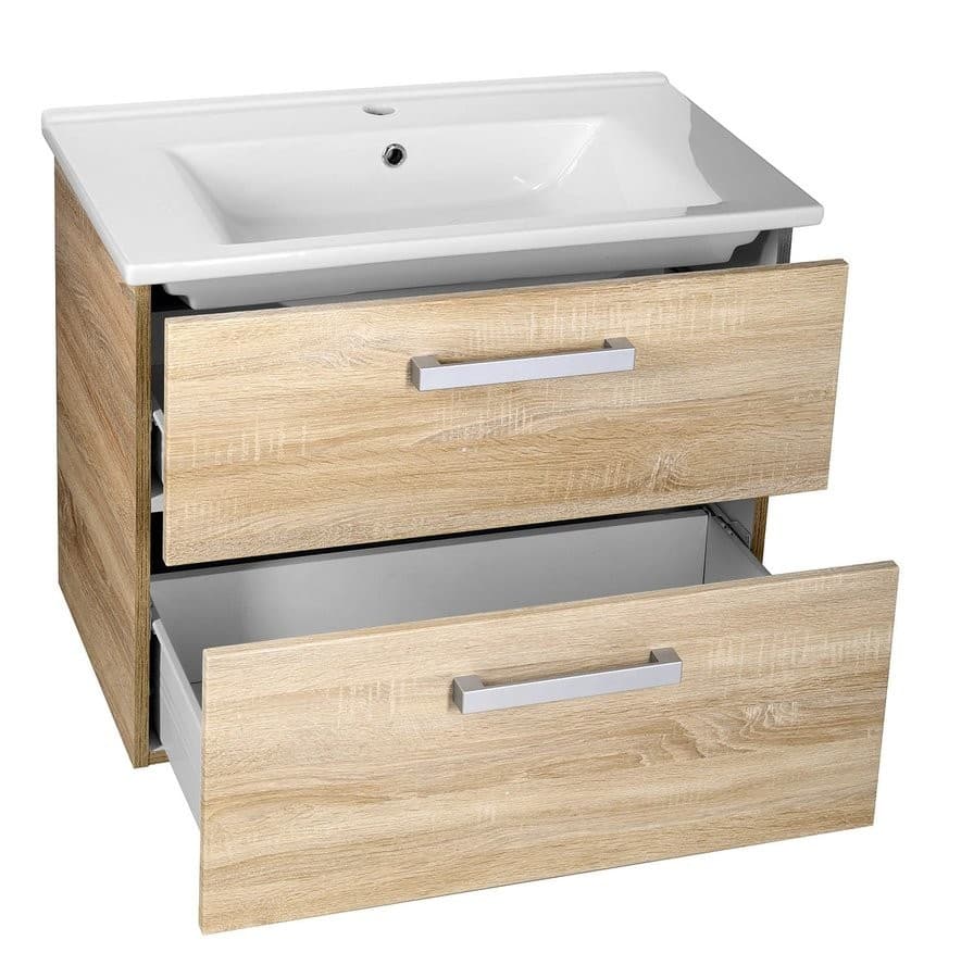 VEGA szafka umywalkowa 72 cm, dąb platin, 2 szuflady