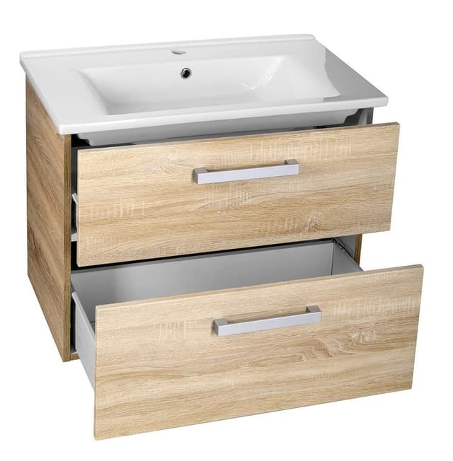 VEGA szafka umywalkowa 72 cm, dąb platin, 2 szuflady