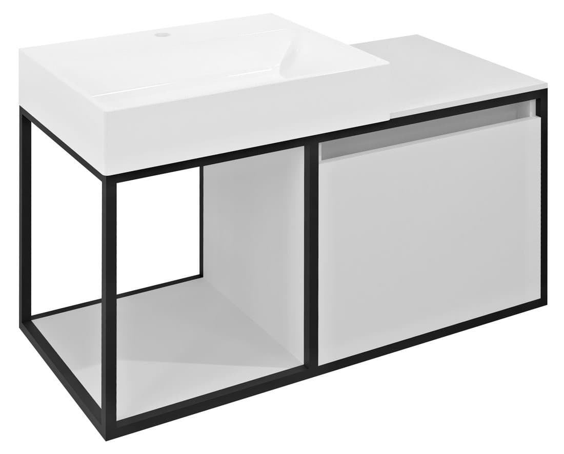 SKARA szafka pod umywalkę 100x49,5cm czarny mat/biały mat