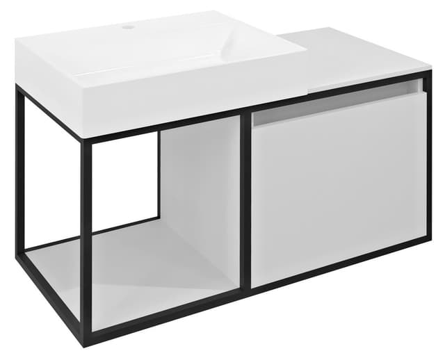 SKARA szafka pod umywalkę 100x49,5cm czarny mat/biały mat