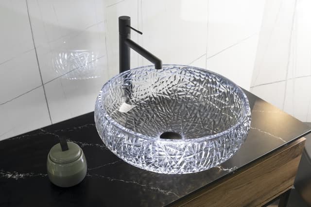 GAVIOTA grawerowana umywalka nablatowa szklana Ø 42cm
