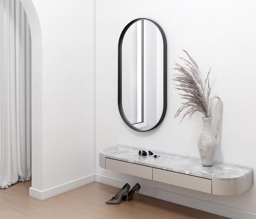 AVONA owalne lustro w ramie 40x70 cm czarny mat