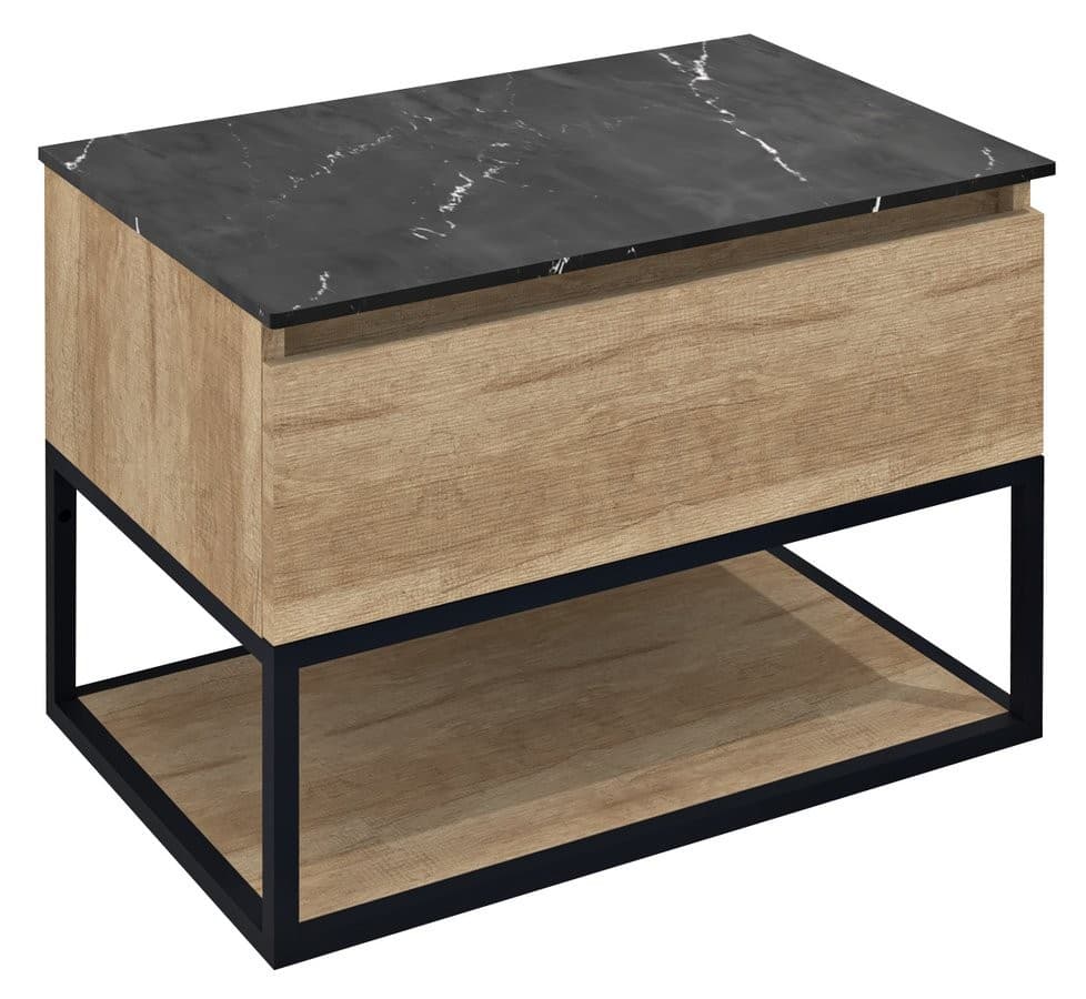 SKARA szafka pod umywalkę 70x50x45cm czarny mat/dąb