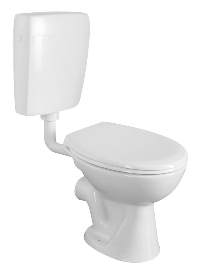 Kompakt WC z przyciskiem 4,5/6l, poziomy odpływ - biały