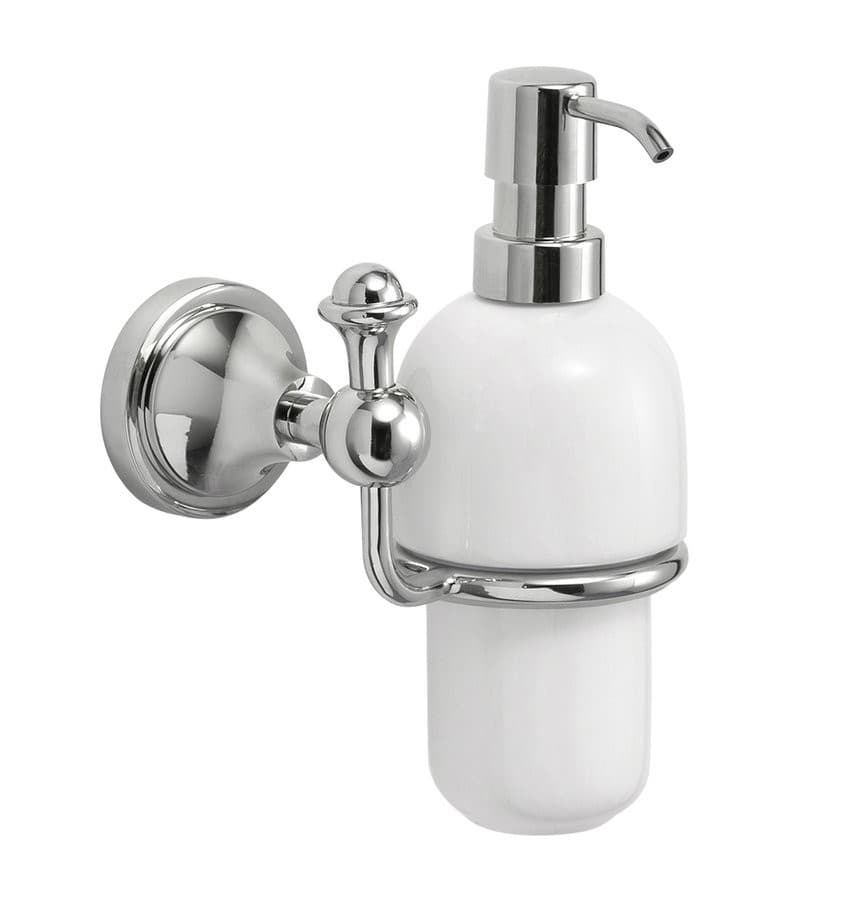 NEVIS wiszący dozownik mydła, ceramiczny chromowany