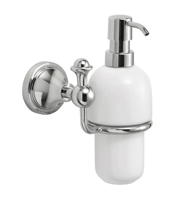 NEVIS wiszący dozownik mydła, ceramiczny chromowany