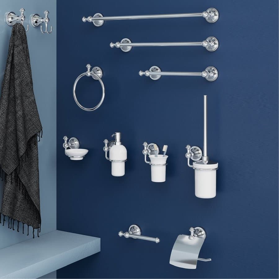 NEVIS wisząca szczotka do WC, ceramiczna z chromem