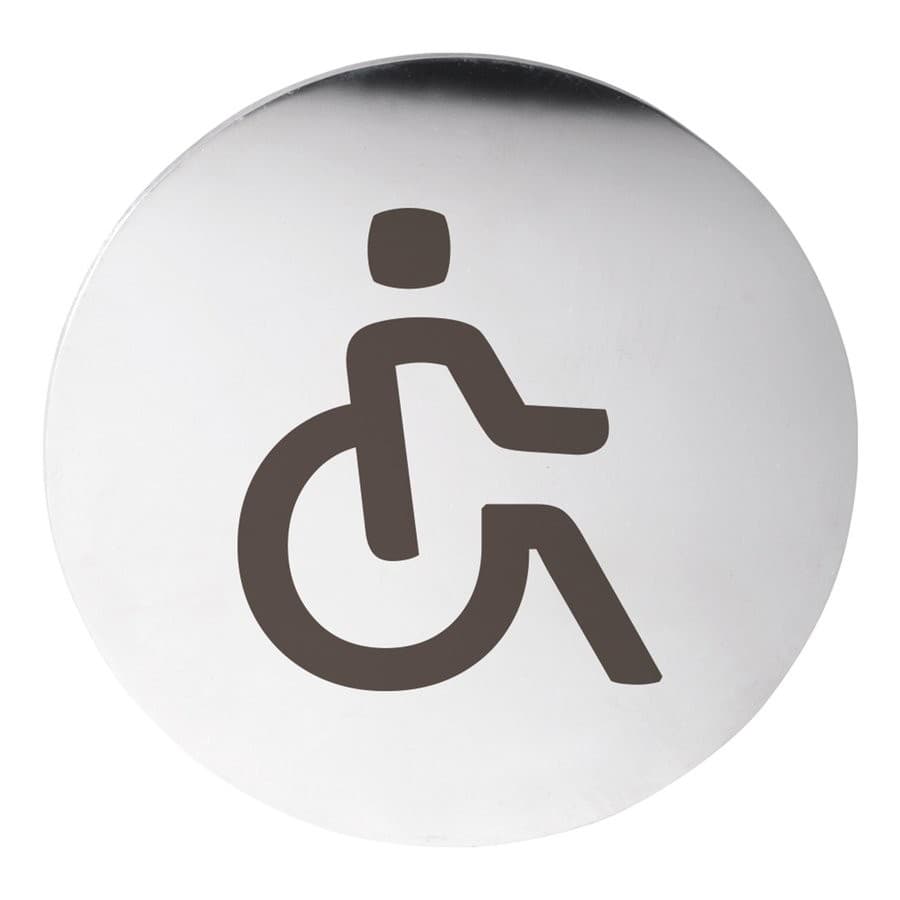 WC Inwalidzi tabliczka, Ø 75mm, stal nierdzewna polerowana