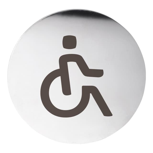 WC Inwalidzi tabliczka, Ø 75mm, stal nierdzewna polerowana