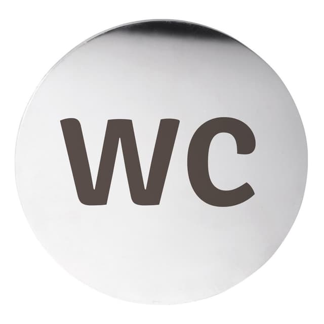 Tabliczka WC st. nierdzewna Ø 75mm z taśmą 3M