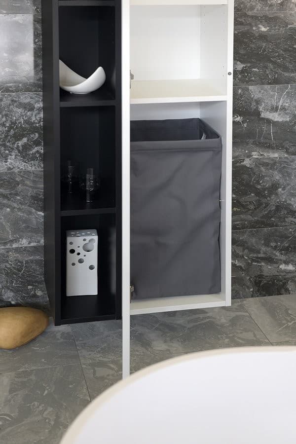 Kosz na bieliznę tkaninowy z rzepem 310x570x230mm szary