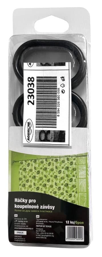 Krążki do zasłonki 12 szt., plastikowe, czarne