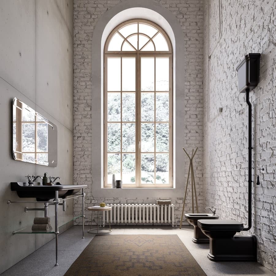 WALDORF podwójna umywalka ceramiczna 150x55 cm czarny mat