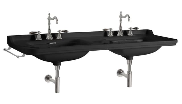WALDORF podwójna umywalka ceramiczna 150x55 cm czarny mat