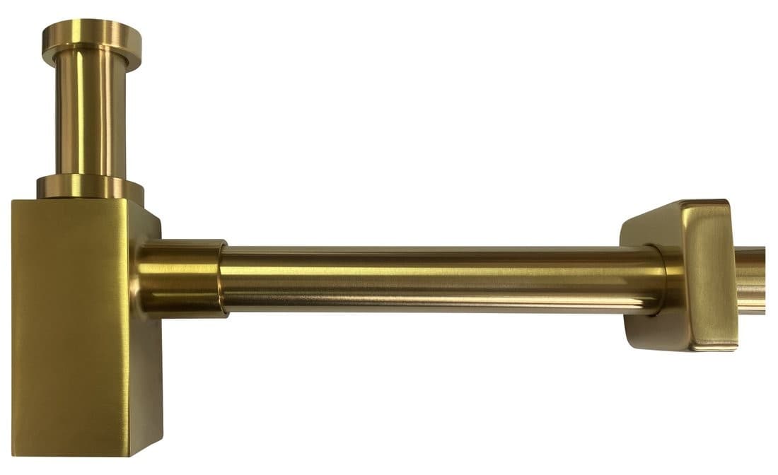 Syfon umywalkowy kwadratowy 5/4, odpływ 32mm, złoto mat